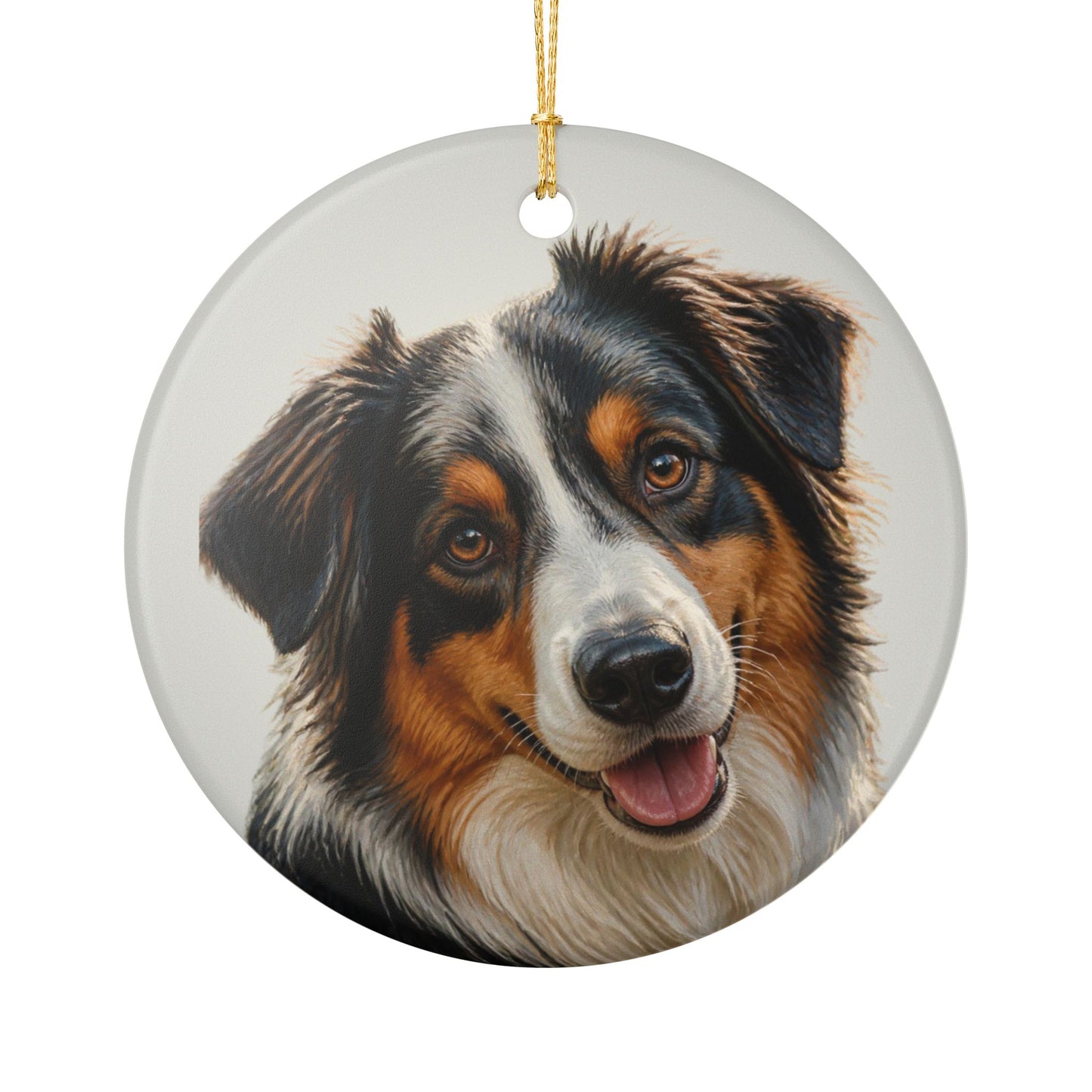 Australian Shepherd Portrait Ceramic Christmas Ornament