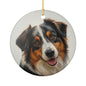 Australian Shepherd Portrait Ceramic Christmas Ornament