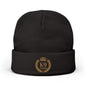 Black Knit Beanie K9 Club Emblem Crest in Gold