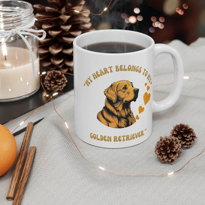 "MY HEART BELONGS TO MY GOLDEN RETRIEVER" Mug 11oz