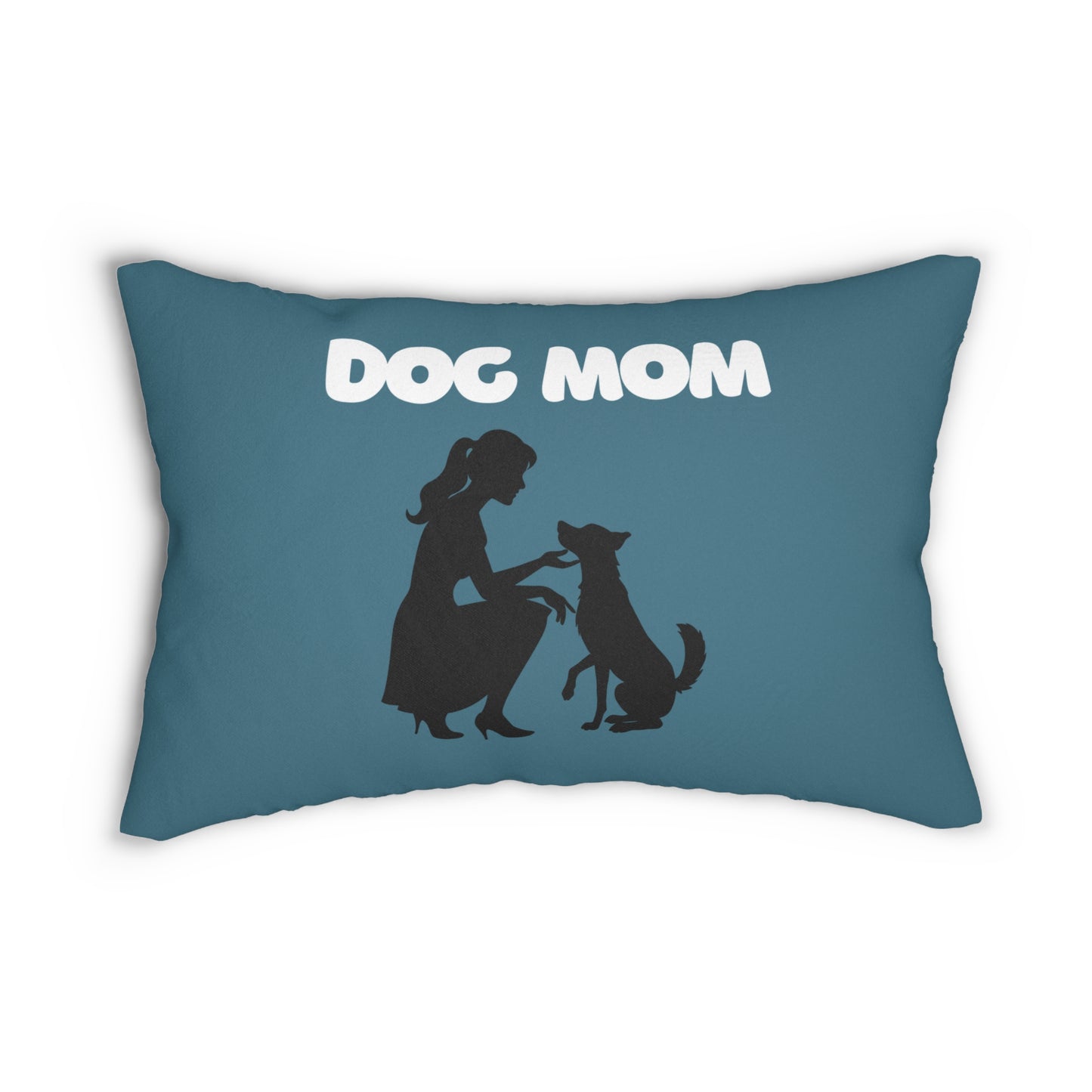 Dog Mom Lumbar Pillow – Teal Silhouette Pet Lover Accent Pillow