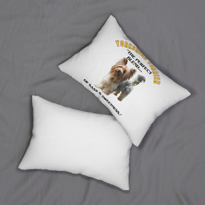 "Yorkshire Terrier.....The Perfect Blend of Sass And Sweetness."  Yorkshire Terrier lover Spun Polyester Lumbar Pillow