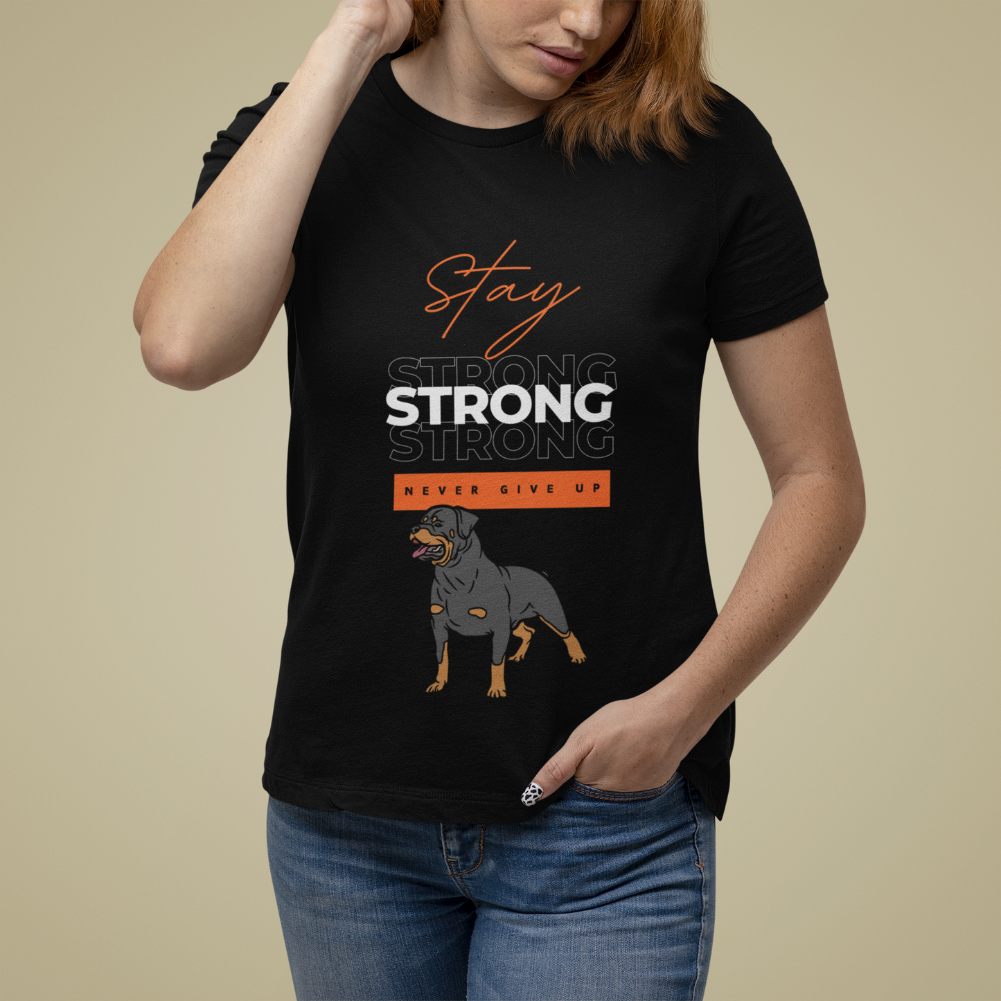 "Stay Strong...Don't Give Up" Rottweiler Lover  Unisex Oversized Boxy Tee