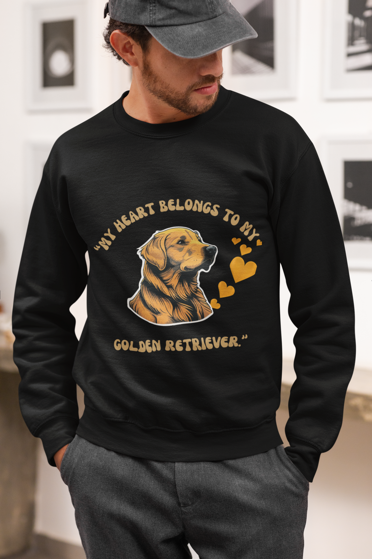 "My Heart Belongs To My Golden Retriever" Unisex Heavy Blend™ Crewneck Sweatshirt