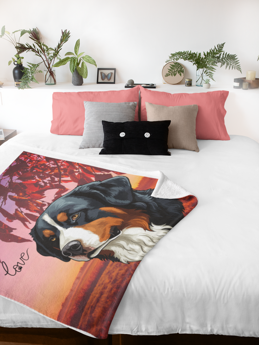 Bernese Mountain Dog Velveteen Microfiber Blanket