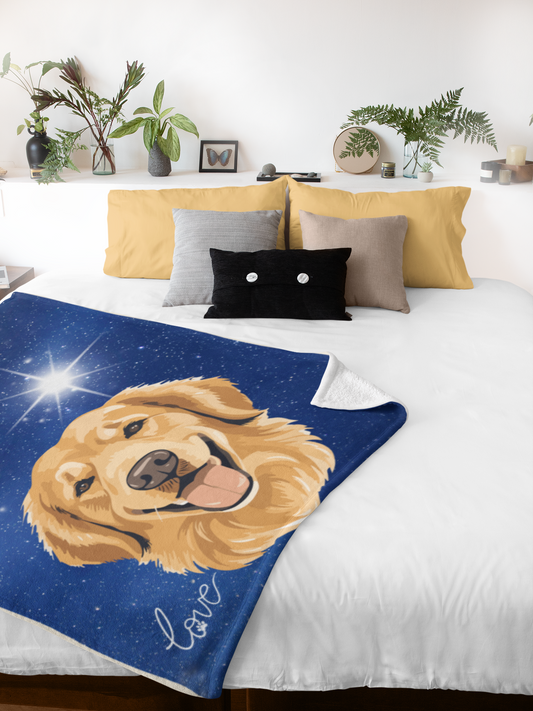 Golden Retriever Night Sky Velveteen Microfiber Blanket (Free Shipping)