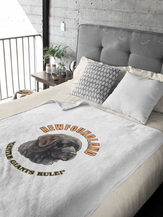 "Newfoundland....Gentle Giants Rule!" Newfoundland lover Velveteen Microfiber Blanket