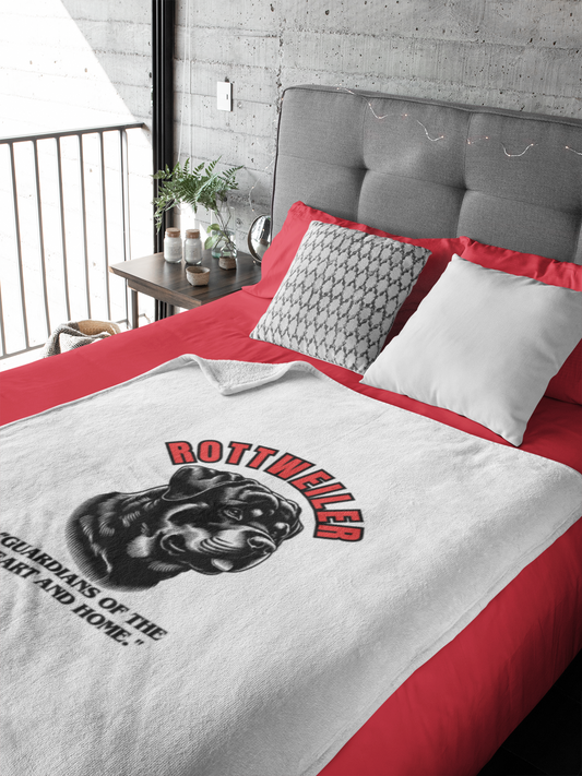 "Rottweiler.. Guardians Of The Heart And Home." Rottweiler Lover Velveteen Microfiber Blanket