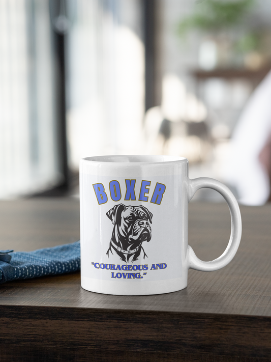 "Boxer Dog Lover Mug... Courageous and Loving"  Boxer Lover Mug 11oz