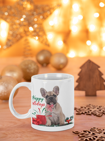 "Happy Holidays" French Bulldog Mug 11oz