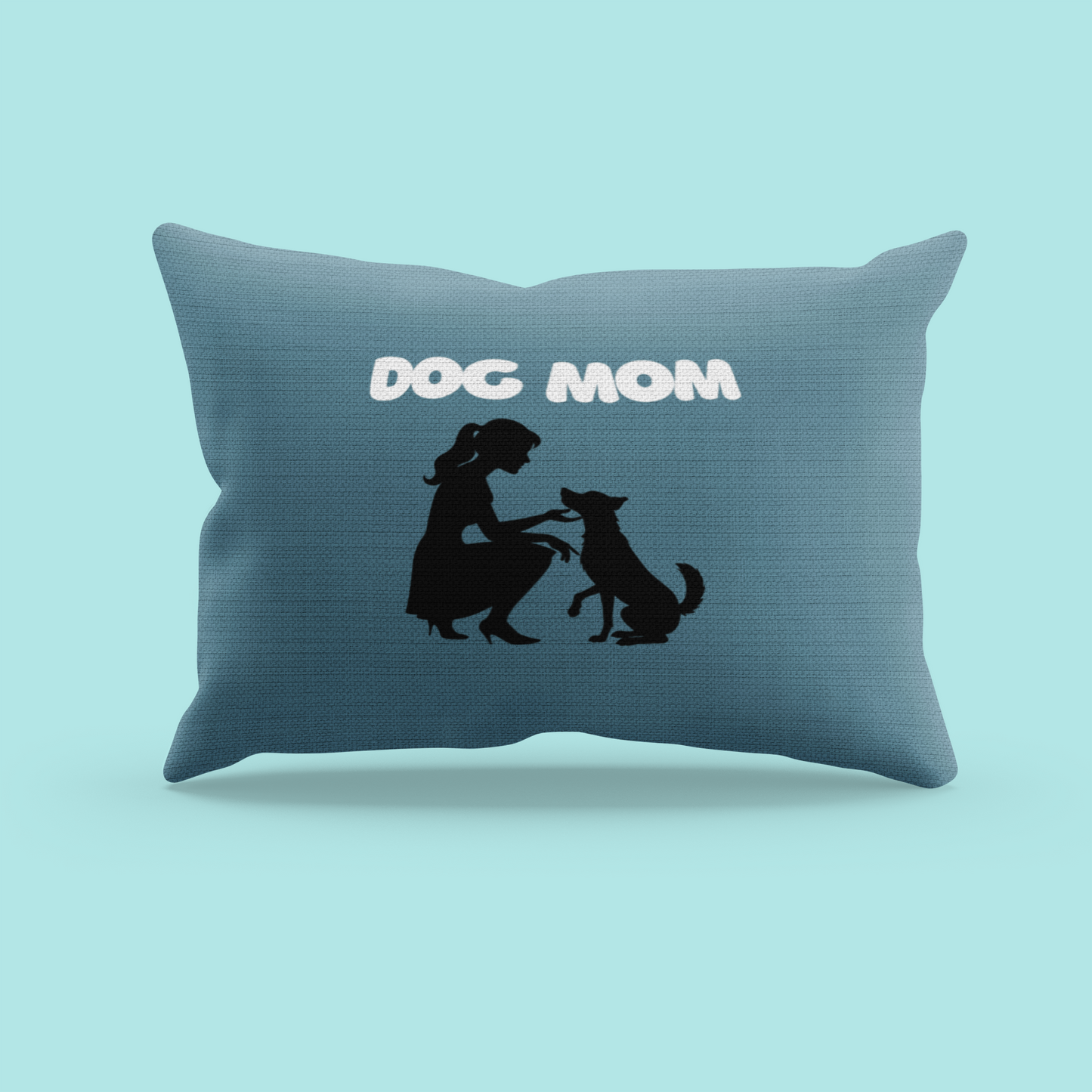 Dog Mom Lumbar Pillow – Teal Silhouette Pet Lover Accent Pillow