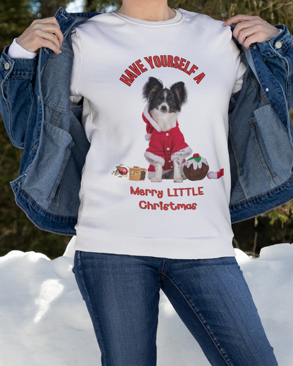 "Have A Merry Little Christmas" Papillon Dog Lovers Unisex Heavy Blend™ Crewneck Sweatshirt